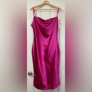 Women’s hot pink satin drape dress